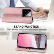 For Xiaomi 14 Cubic Grid Calf Texture Magnetic Leather Phone Case(Rose Gold)