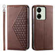For Xiaomi Redmi 13C Cubic Grid Calf Texture Magnetic Leather Phone Case(Brown) - 13C Cases by PMC TechLife | Online Shopping South Africa | PMC TechLife | Buy Now Pay Later Mobicred
