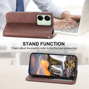 For Xiaomi Redmi 13C Cubic Grid Calf Texture Magnetic Leather Phone Case(Brown)