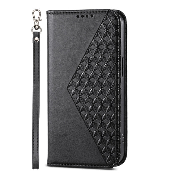 For Xiaomi Redmi A3 Cubic Grid Calf Texture Magnetic Leather Phone Case(Black)