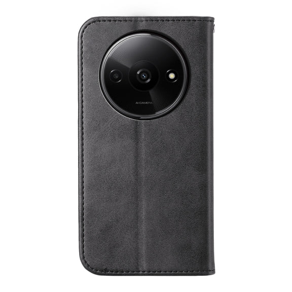 For Xiaomi Redmi A3 Cubic Grid Calf Texture Magnetic Leather Phone Case(Black)
