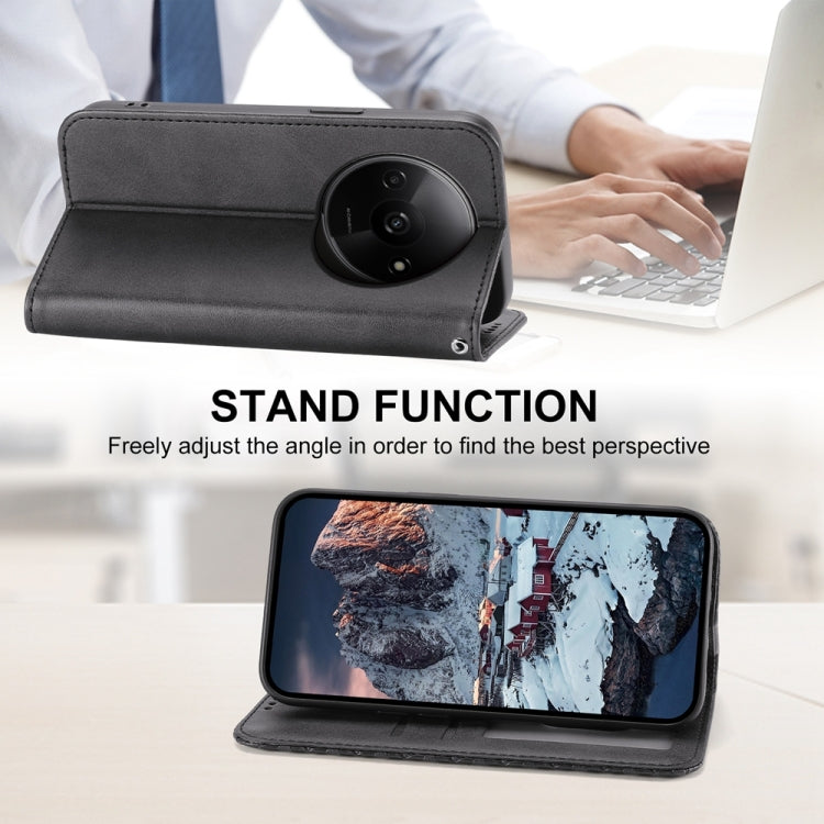For Xiaomi Redmi A3 Cubic Grid Calf Texture Magnetic Leather Phone Case(Black)