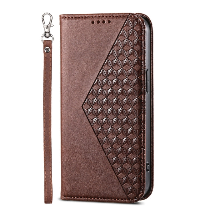 For Xiaomi 14 Ultra Cubic Grid Calf Texture Magnetic Leather Phone Case(Brown)