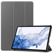 For Samsung Galaxy Tab S9 Custer Pure Color 3-Fold Holder Smart Leather Tablet Case(Grey)