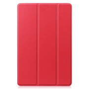 For Samsung Galaxy Tab S9 FE Custer Pure Color 3-Fold Holder Smart Leather Tablet Case(Red)