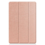 For Samsung Galaxy Tab S9 FE Custer Pure Color 3-Fold Holder Smart Leather Tablet Case(Rose Gold)