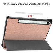For Samsung Galaxy Tab S9 FE Custer Pure Color 3-Fold Holder Smart Leather Tablet Case(Rose Gold)