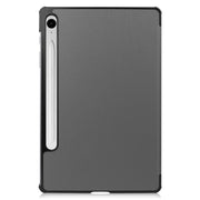 For Samsung Galaxy Tab S9 FE Custer Pure Color 3-Fold Holder Smart Leather Tablet Case(Grey)