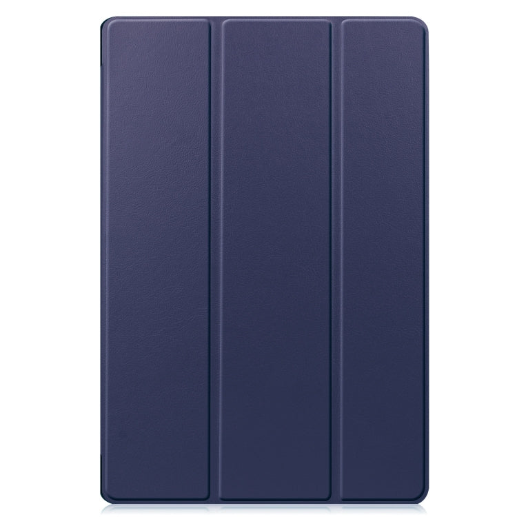 For Samsung Galaxy Tab S9 FE+ / S10+ Custer Pure Color 3-Fold Holder Smart Leather Tablet Case(Dark Blue)