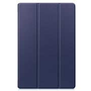 For Samsung Galaxy Tab S9 FE+ / S10+ Custer Pure Color 3-Fold Holder Smart Leather Tablet Case(Dark Blue)