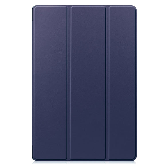 For Samsung Galaxy Tab S9 FE+ / S10+ Custer Pure Color 3-Fold Holder Smart Leather Tablet Case(Dark Blue)