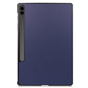 For Samsung Galaxy Tab S9 FE+ / S10+ Custer Pure Color 3-Fold Holder Smart Leather Tablet Case(Dark Blue)