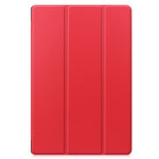 For Samsung Galaxy Tab S9 FE+ / S10+ Custer Pure Color 3-Fold Holder Smart Leather Tablet Case(Red)