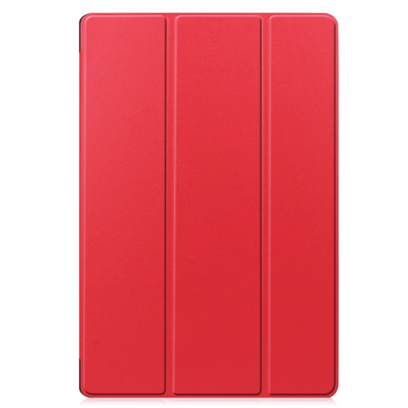 For Samsung Galaxy Tab S9 FE+ / S10+ Custer Pure Color 3-Fold Holder Smart Leather Tablet Case(Red)