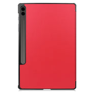 For Samsung Galaxy Tab S9 FE+ / S10+ Custer Pure Color 3-Fold Holder Smart Leather Tablet Case(Red)
