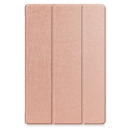 For Samsung Galaxy Tab S9 FE+ / S10+ Custer Pure Color 3-Fold Holder Smart Leather Tablet Case(Rose Gold)