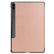 For Samsung Galaxy Tab S9 FE+ / S10+ Custer Pure Color 3-Fold Holder Smart Leather Tablet Case(Rose Gold)