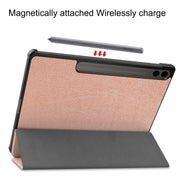 For Samsung Galaxy Tab S9 FE+ / S10+ Custer Pure Color 3-Fold Holder Smart Leather Tablet Case(Rose Gold)