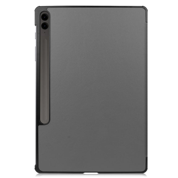 For Samsung Galaxy Tab S9 FE+ / S10+ Custer Pure Color 3-Fold Holder Smart Leather Tablet Case(Grey)