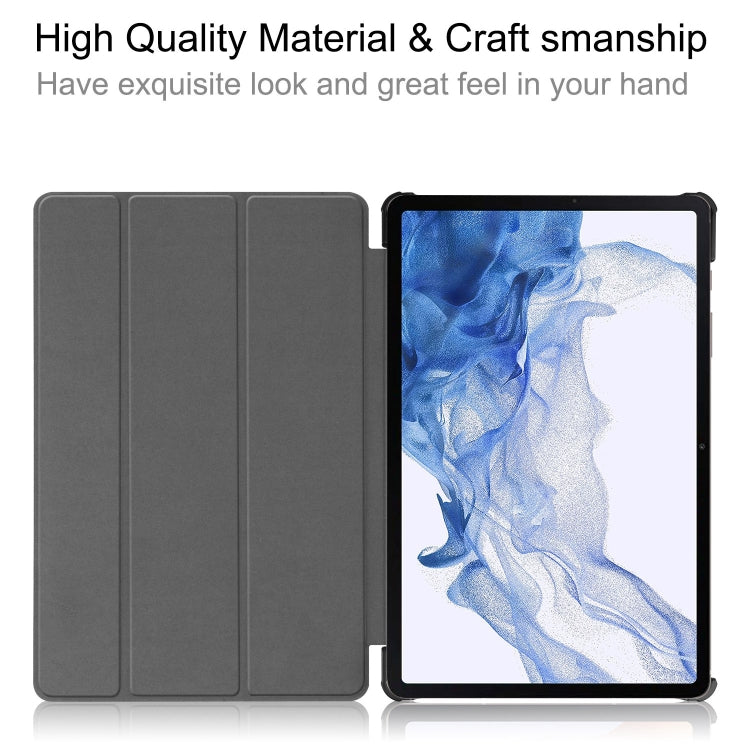 For Samsung Galaxy Tab S9 Custer Painted 3-Fold Holder Smart Leather Tablet Case(Big Eye Me)