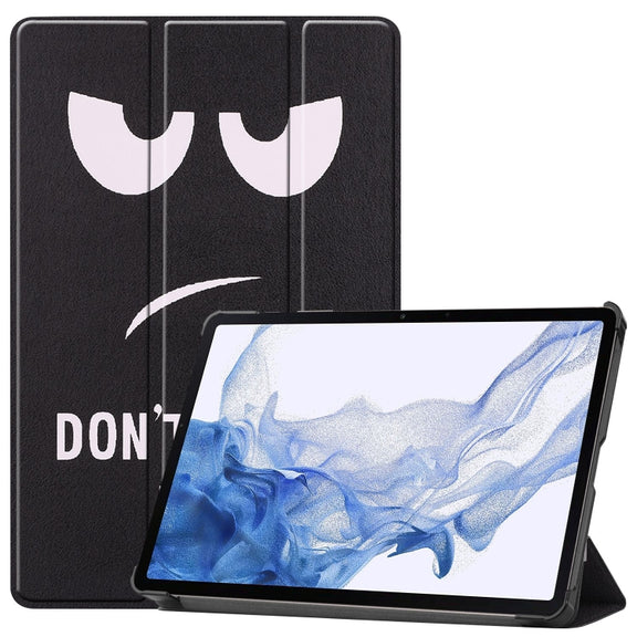For Samsung Galaxy Tab S9 Custer Painted 3-Fold Holder Smart Leather Tablet Case(Big Eye Me)