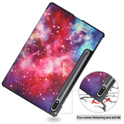 For Samsung Galaxy Tab S9 Custer Painted 3-Fold Holder Smart Leather Tablet Case(Milky Way Nebula)