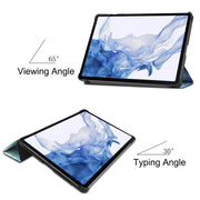 For Samsung Galaxy Tab S9 Custer Painted 3-Fold Holder Smart Leather Tablet Case(Milky Way Nebula)