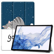 For Samsung Galaxy Tab S9 Custer Painted 3-Fold Holder Smart Leather Tablet Case(Lazy Cat) - Galaxy Tab S9 Cases by PMC Jewellery | Online Shopping South Africa | PMC Jewellery | Buy Now Pay Later Mobicred
