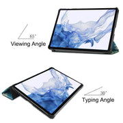 For Samsung Galaxy Tab S9 Custer Painted 3-Fold Holder Smart Leather Tablet Case(Apricot)
