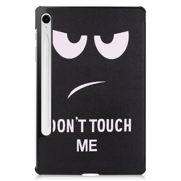 For Samsung Galaxy Tab S9 FE Custer Painted 3-Fold Holder Smart Leather Tablet Case(Big Eye Me)