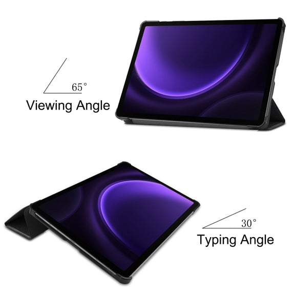 For Samsung Galaxy Tab S9 FE Custer Painted 3-Fold Holder Smart Leather Tablet Case(Big Eye Me)
