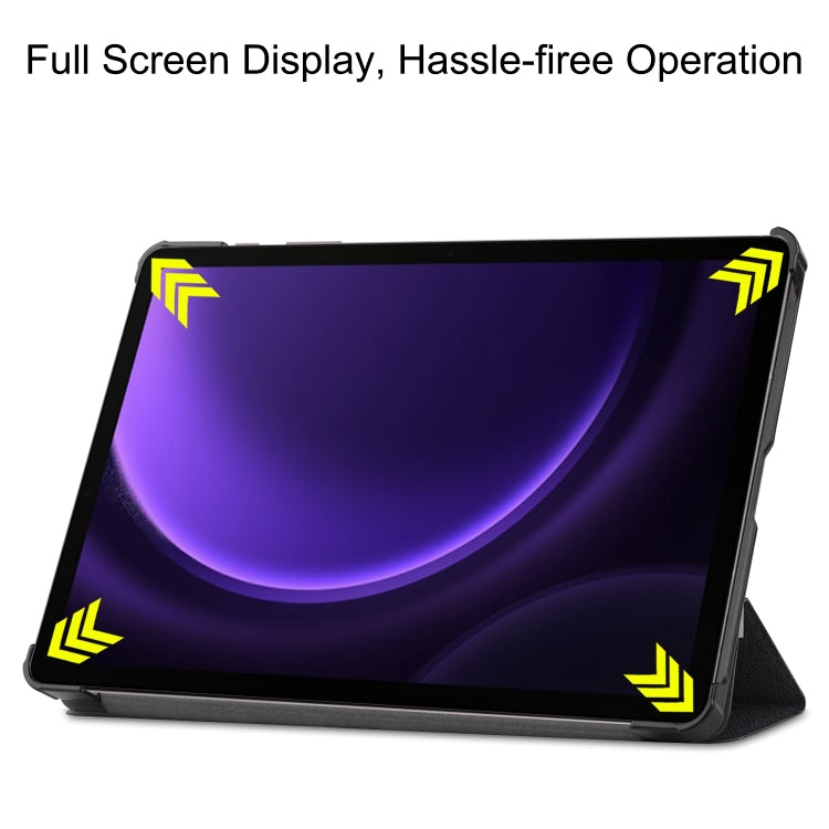 For Samsung Galaxy Tab S9 FE Custer Painted 3-Fold Holder Smart Leather Tablet Case(Big Eye Me)