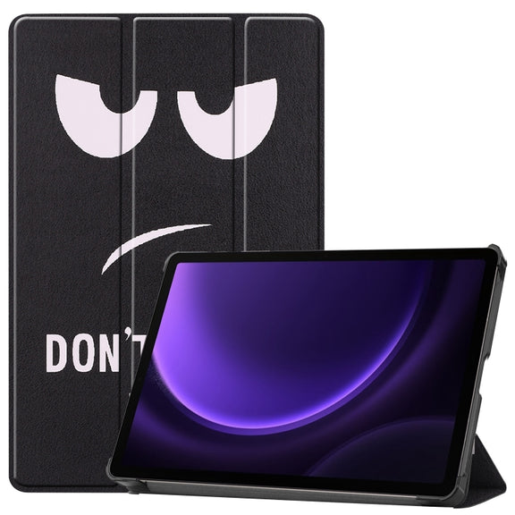 For Samsung Galaxy Tab S9 FE Custer Painted 3-Fold Holder Smart Leather Tablet Case(Big Eye Me)