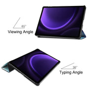 For Samsung Galaxy Tab S9 FE Custer Painted 3-Fold Holder Smart Leather Tablet Case(Milky Way Nebula)