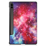 For Samsung Galaxy Tab S9 FE+ / S10+ Custer Painted 3-Fold Holder Smart Leather Tablet Case(Milky Way Nebula)