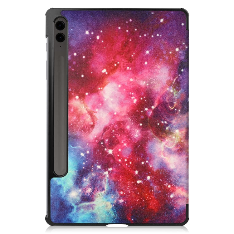For Samsung Galaxy Tab S9 FE+ / S10+ Custer Painted 3-Fold Holder Smart Leather Tablet Case(Milky Way Nebula)