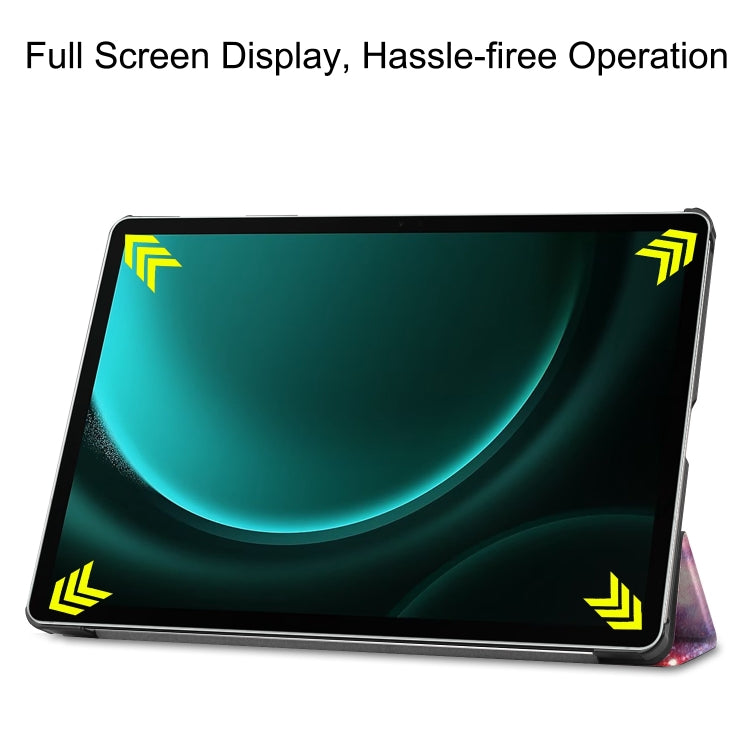 For Samsung Galaxy Tab S9 FE+ / S10+ Custer Painted 3-Fold Holder Smart Leather Tablet Case(Milky Way Nebula)