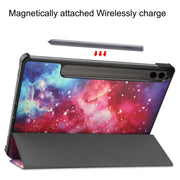 For Samsung Galaxy Tab S9 FE+ / S10+ Custer Painted 3-Fold Holder Smart Leather Tablet Case(Milky Way Nebula)