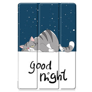 For Samsung Galaxy Tab S9 FE+ Custer Painted 3-Fold Holder Smart Leather Tablet Case(Lazy Cat)