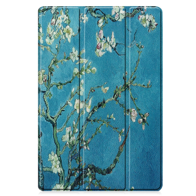 For Samsung Galaxy Tab S9 FE+ / S10+ Custer Painted 3-Fold Holder Smart Leather Tablet Case(Apricot)