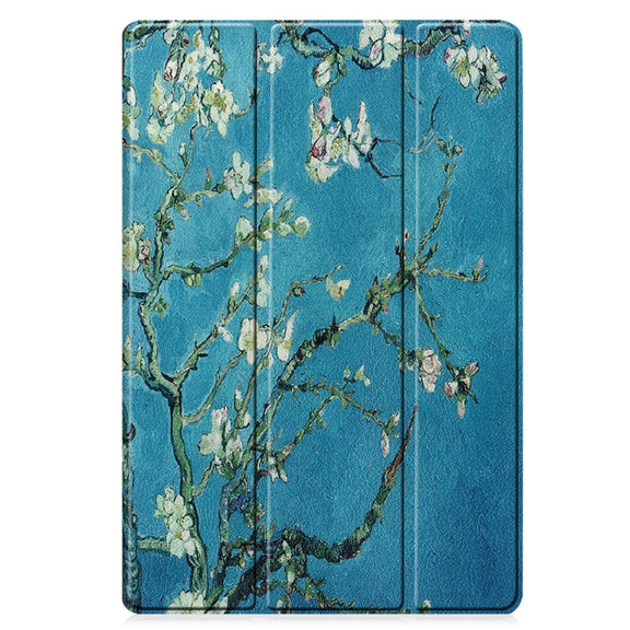 For Samsung Galaxy Tab S9 FE+ / S10+ Custer Painted 3-Fold Holder Smart Leather Tablet Case(Apricot)