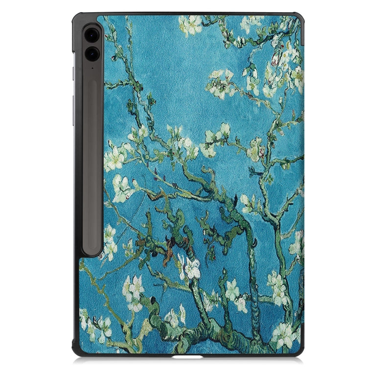 For Samsung Galaxy Tab S9 FE+ / S10+ Custer Painted 3-Fold Holder Smart Leather Tablet Case(Apricot)
