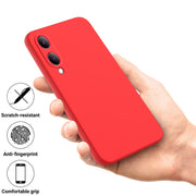 For vivo Y17s 4G Pure Color Liquid Silicone Shockproof Phone Case(Red)
