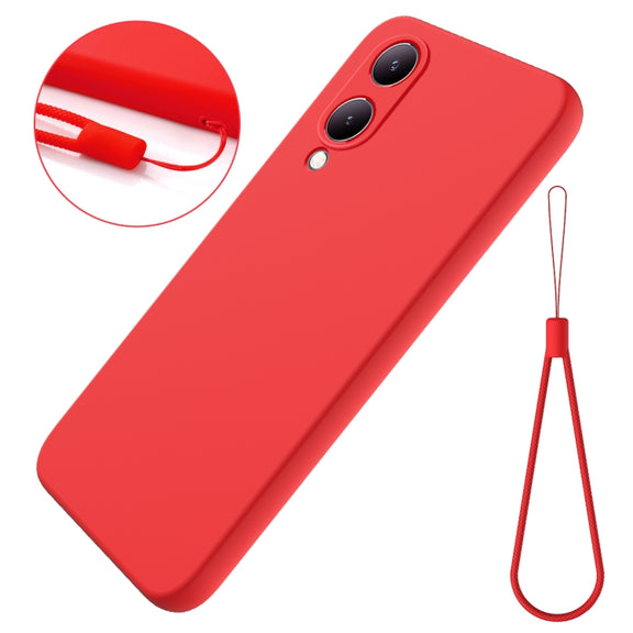 For vivo Y17s 4G Pure Color Liquid Silicone Shockproof Phone Case(Red)
