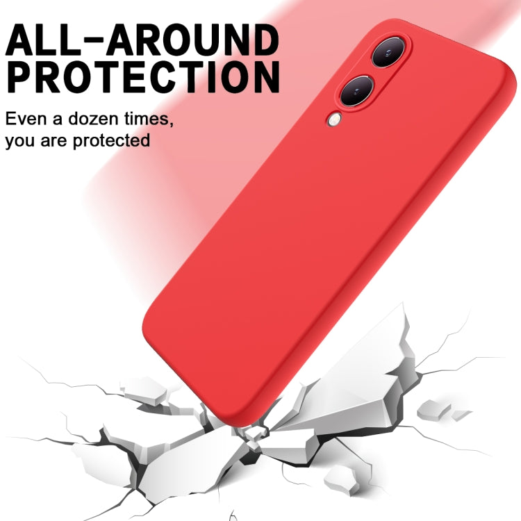 For vivo Y17s 4G Pure Color Liquid Silicone Shockproof Phone Case(Red)