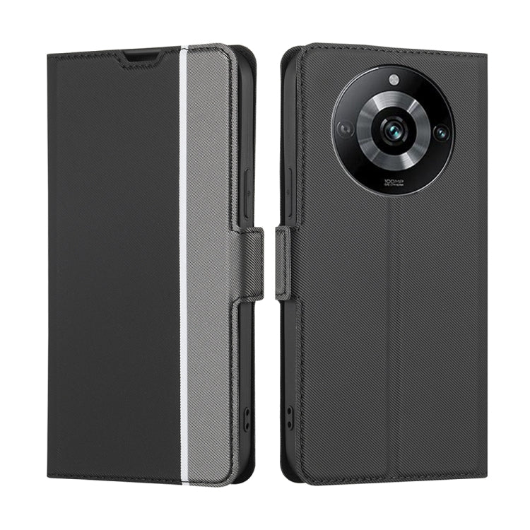 For Realme 11 Pro 5G / 11 Pro+ 5G Twill Texture Side Button Leather Phone Case(Black)