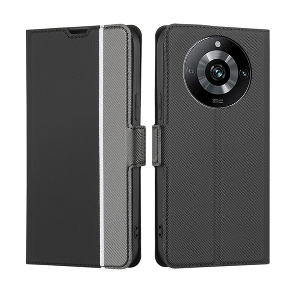 For Realme 11 Pro 5G / 11 Pro+ 5G Twill Texture Side Button Leather Phone Case(Black)