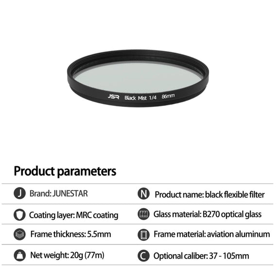 JSR Black Mist Filter Camera Lens Filter, Size:49mm(1/4 Filter)