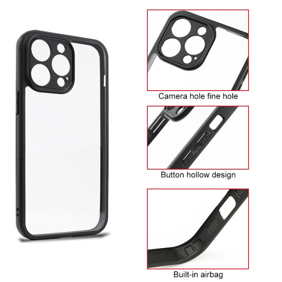 For iPhone 12 Pro Frosted TPU + Transparent PC Phone Case(Black)