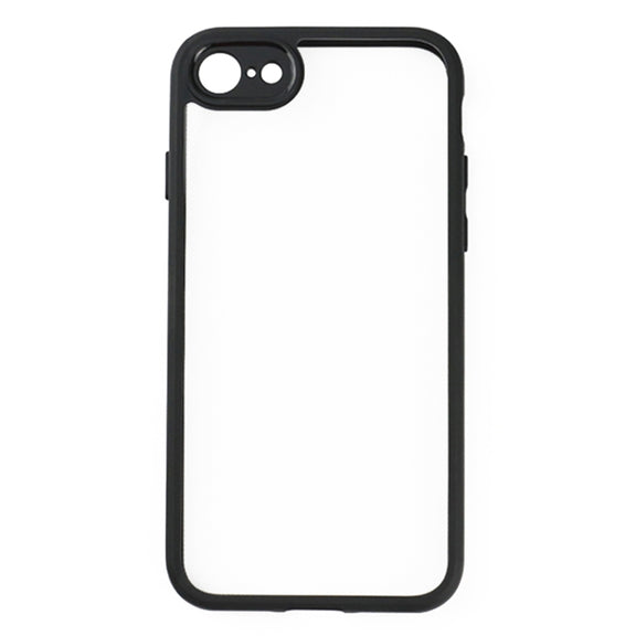 For iPhone SE 2022 / 2020 / 8 / 7 Frosted TPU + Transparent PC Phone Case(Black)